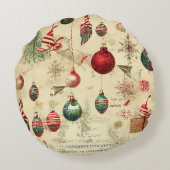レトロヴィンテージアンティーククリスマスオーナメント ラウンドクッション (裏面)
