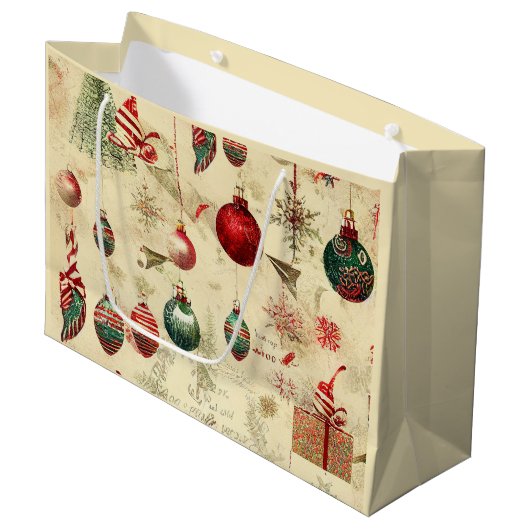 レトロヴィンテージアンティーククリスマスオーナメント ラージペーパーバッグ (正面アングル)