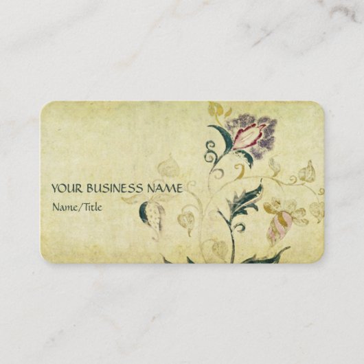 レトロヴィンテージアンティークフローラパーチメント効果 名刺 (正面)