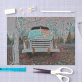 レトロヴィンテージアンティーク素朴ティール(緑がかった色)ブラウングレートラック 薄葉紙 (クラフト)