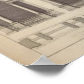 レトロヴィンテージアーキテクチャスケッチウィンドウ ポスター (角)