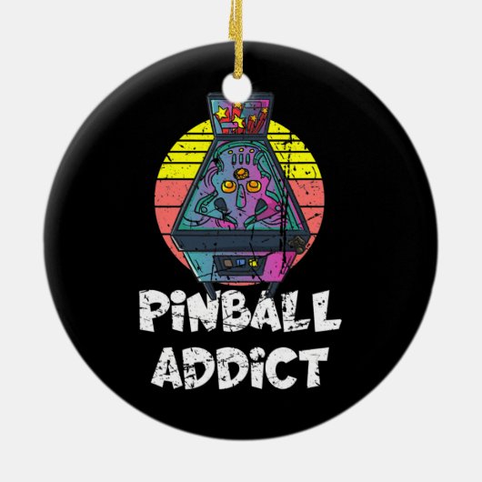 レトロヴィンテージアーケードギフト男性用または女性用ピンボール セラミックオーナメント (裏面)