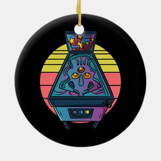 レトロヴィンテージアーケードギフト男性用または女性用ピンボール セラミックオーナメント (裏面)