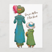 レトロヴィンテージアートウーマンチャイルド |はがき ポストカード (正面)