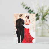レトロヴィンテージアートデコクリスマスカップル シーズンポストカード (スタンド正面)
