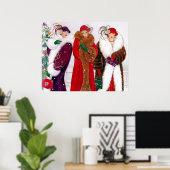 レトロヴィンテージアートデコクリスマスレディースポスター ポスター (ホームオフィス)