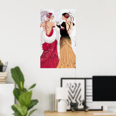 レトロヴィンテージアートデコクリスマスレディースポスター ポスター (ホームオフィス)