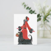 レトロヴィンテージアートデコレディークリスマスホリデイ シーズンポストカード (スタンド正面)