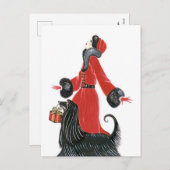 レトロヴィンテージアートデコレディークリスマスホリデイ シーズンポストカード (正面/裏面)