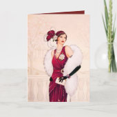 レトロヴィンテージアートデコレディークリスマスホリデーカード シーズンカード (正面)