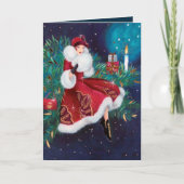 レトロヴィンテージアートデコレディークリスマスホリデーカード シーズンカード (正面)