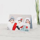 レトロヴィンテージアートデコレディースクリスマスホリデイ シーズンカード (正面)