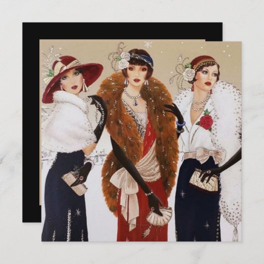 レトロヴィンテージアートdecoレディース追加メッセージ シーズンカード (正面/裏面)