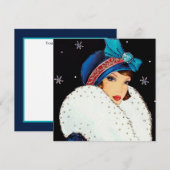 レトロヴィンテージアートdeco lady add message シーズンカード (正面/裏面)