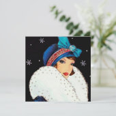 レトロヴィンテージアートdeco lady add message シーズンカード (スタンド正面)