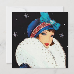 レトロヴィンテージアートdeco lady add message シーズンカード