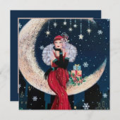 レトロヴィンテージアートdeco lady add message シーズンカード (正面/裏面)