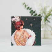 レトロヴィンテージアートdeco lady add message holiday シーズンカード (スタンド正面)