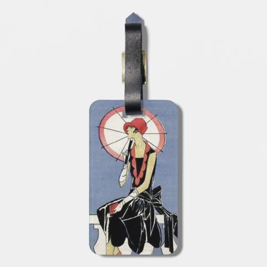 レトロヴィンテージアールデコレディーアンブレラゲッジタグ ラゲッジタグ (裏面縦)