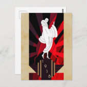 レトロヴィンテージアールデコ1938女性 ポストカード (正面/裏面)