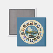 レトロヴィンテージイエローストーン国立公園おみやげ マグネット (正面/裏面)