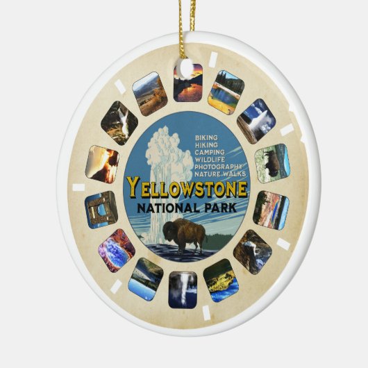 レトロヴィンテージイエローストーン国立公園お土産 セラミックオーナメント (左)