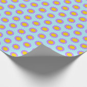 レトロヴィンテージイエローパープルフローラデイジーパターン ラッピングペーパー (角)