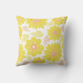 レトロヴィンテージイエローピーチファズフラワーパターン クッション (裏面)