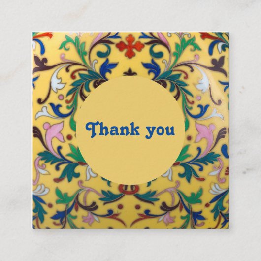 レトロヴィンテージイエローフローラボタニカルサンキュー エンクロージャーカード (正面)