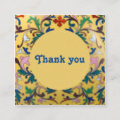 レトロヴィンテージイエローフローラボタニカルサンキュー スクエア名刺 (正面)