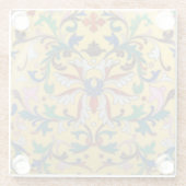 レトロヴィンテージイエローフローラミントンタイル植物学 ガラスコースター (裏面)