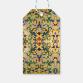 レトロヴィンテージイエローフローラミントンタイル植物学 ギフトタグ (裏面)