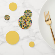 レトロヴィンテージイエローフローラミントンタイル植物学