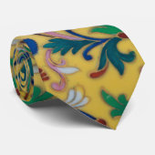 レトロヴィンテージイエローフローラミントンタイル植物学 ネクタイ (ロール)