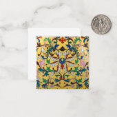 レトロヴィンテージイエローフローラミントンタイル植物学 ノートカード (正面/裏面インサイチュ)