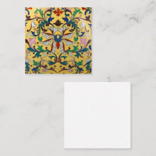 レトロヴィンテージイエローフローラミントンタイル植物学 ノートカード (正面/裏面)