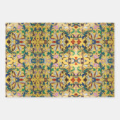 レトロヴィンテージイエローフローラミントンタイル植物学 ラッピングペーパーシート (正面2)