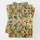 レトロヴィンテージイエローフローラミントンタイル植物学 ラッピングペーパーシート (インサイチュ)