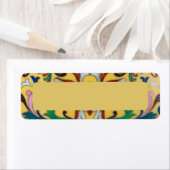 レトロヴィンテージイエローフローラミントンタイル植物学 ラベル (インサイチュ)