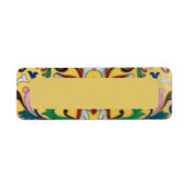 レトロヴィンテージイエローフローラミントンタイル植物学 ラベル (正面)