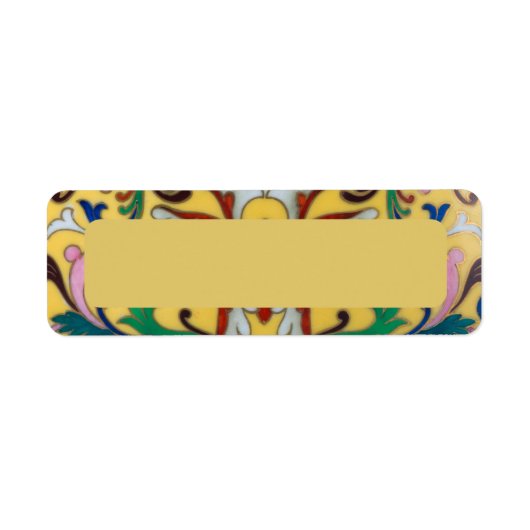 レトロヴィンテージイエローフローラミントンタイル植物学 ラベル (正面)
