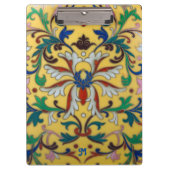 レトロヴィンテージイエローフローラ植物学モノグラムの クリップボード (正面)