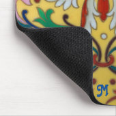 レトロヴィンテージイエローフローラ植物学モノグラムの マウスパッド (コーナー)