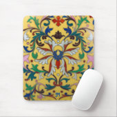 レトロヴィンテージイエローフローラ植物学モノグラムの マウスパッド (マウス)