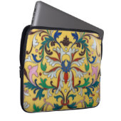 レトロヴィンテージイエローフローラ植物学モノグラムの ラップトップスリーブ (正面右)