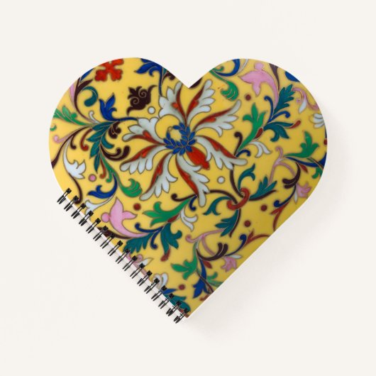 レトロヴィンテージイエローフローラ植物学 ノートブック (正面)