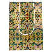 レトロヴィンテージイエローフローラ植物模様 ミディアムペーパーバッグ (裏面)