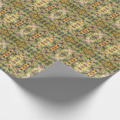 レトロヴィンテージイエローフローラ植物模様 ラッピングペーパー (角)