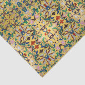 レトロヴィンテージイエローフローラ植物模様 薄葉紙 (詳細)