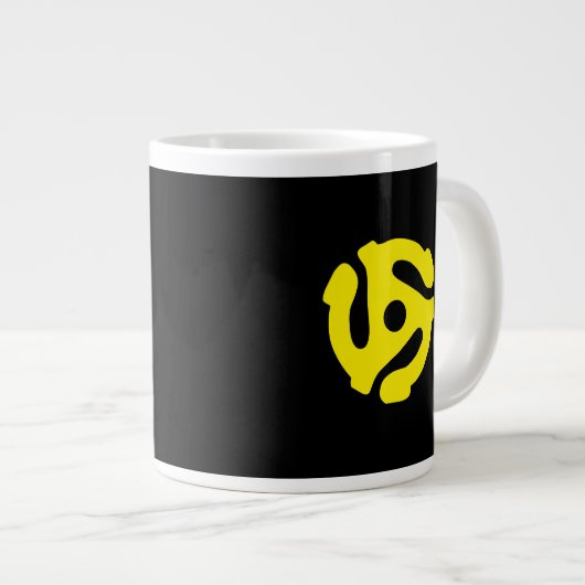 レトロヴィンテージイエロー45スペーサーDJ ジャンボコーヒーマグカップ (正面右)